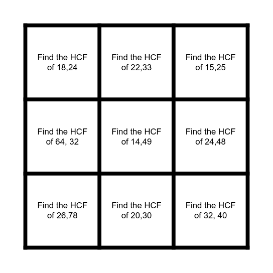 HCF Bingo Card