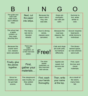 TEXT STRUCTURE BINGO Card