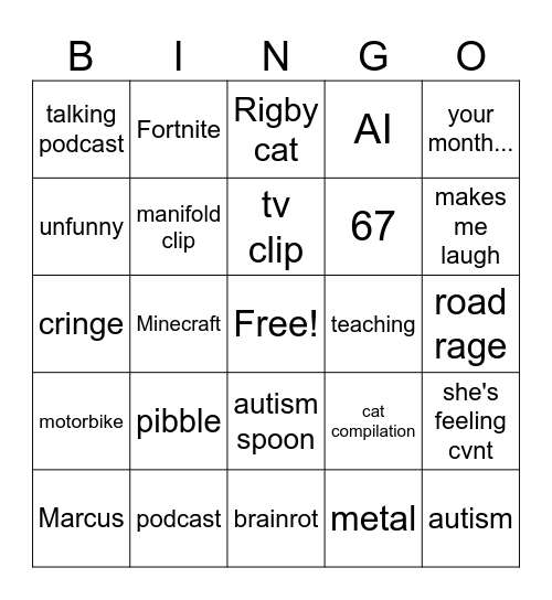 ig reels Bingo Card