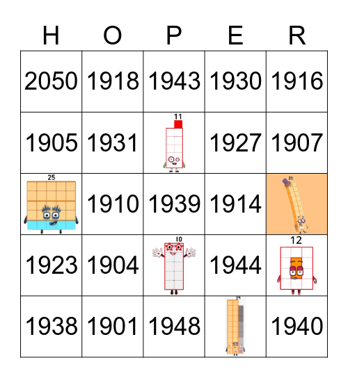 Number blocks Bingo Card