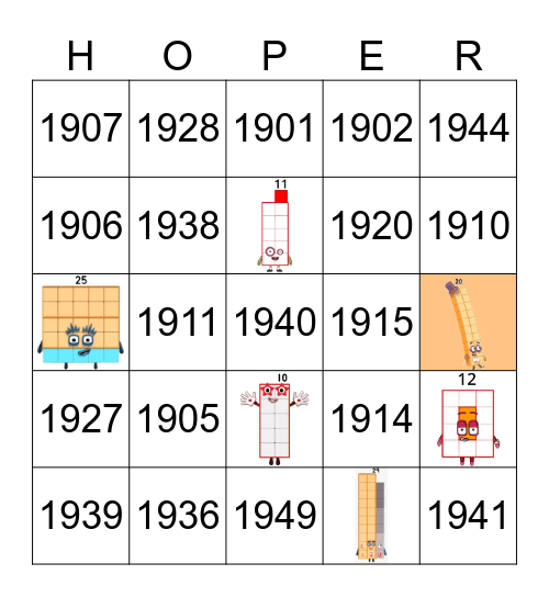 Number blocks Bingo Card