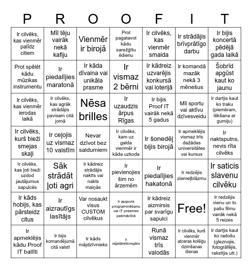 Proof IT Bingo Card