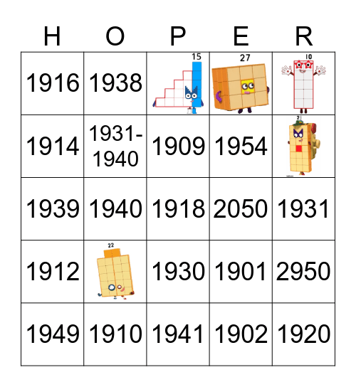 Number blocks Bingo Card