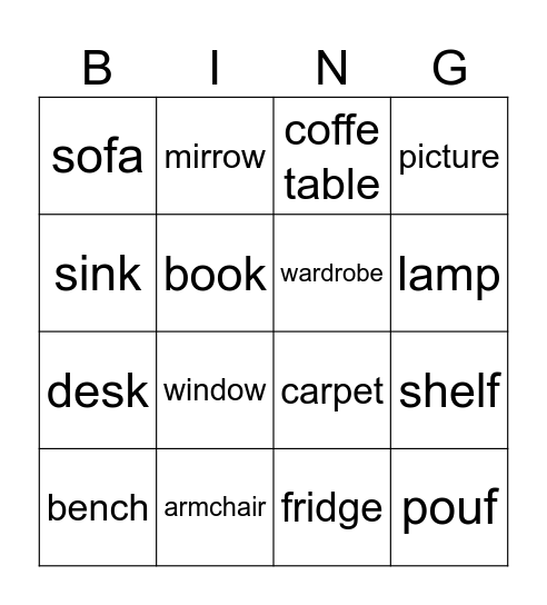 Мебель Bingo Card