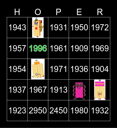 Number blocks Bingo Card