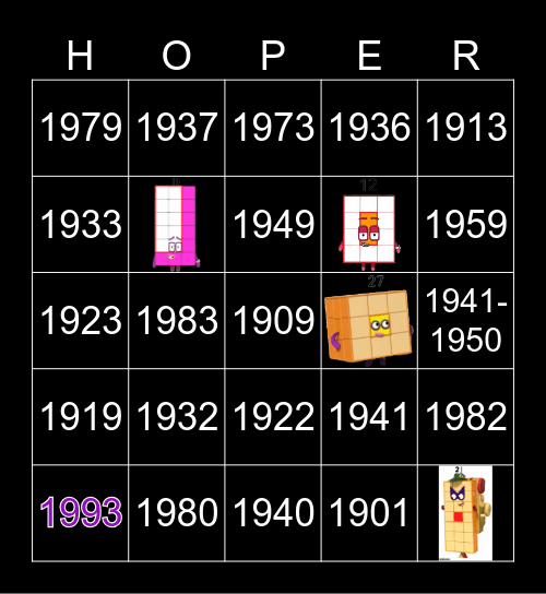 Number blocks Bingo Card