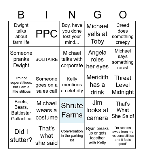 The Office Bingo Card