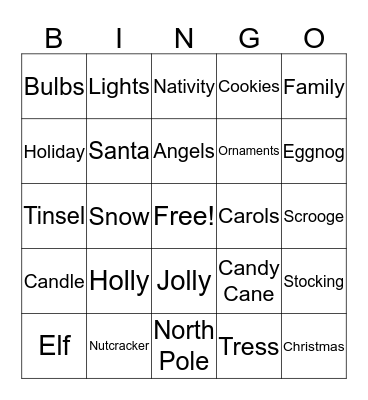 Christmas Bingo  Bingo Card