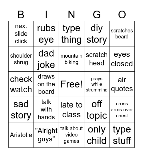 Philosophy Bingo Card