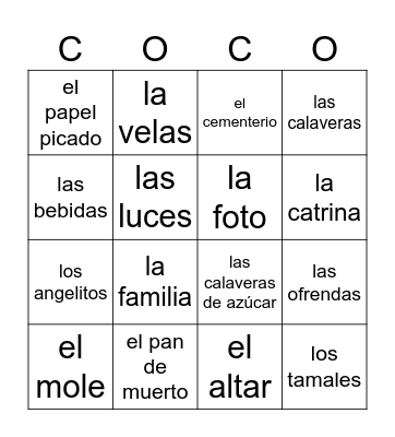 DIA DE LOS MUERTOS Bingo Card