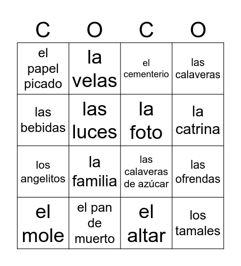 DIA DE LOS MUERTOS Bingo Card
