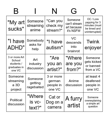 ART CLUB BINGO Card