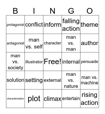 Story Elements Bingo Card