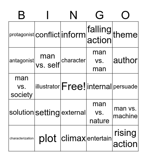 Story Elements Bingo Card