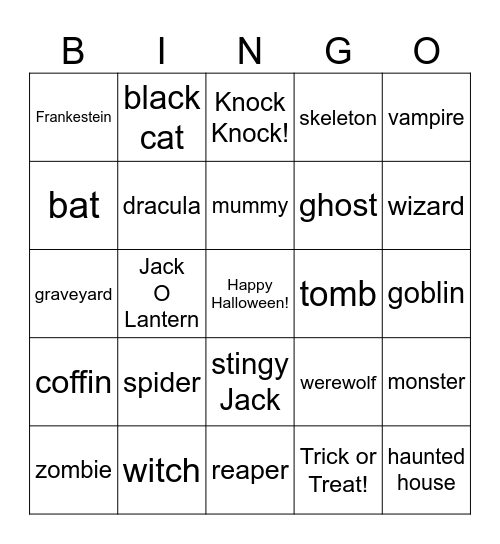 Halloween Bingo Time! Bingo Card