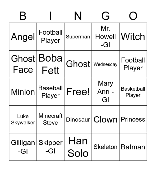 5th Grade Halloween Bingo Card