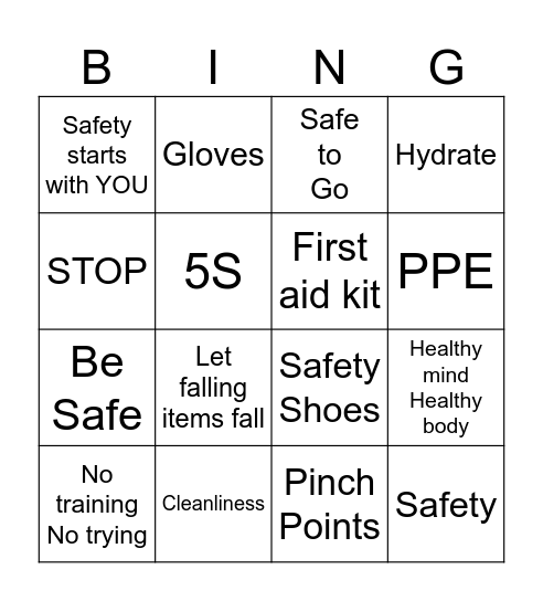 Safety BINGO Card