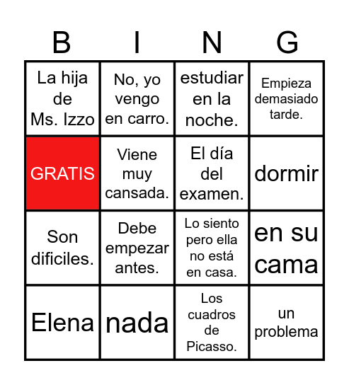 Ch. 7.1-- Practicamos DICTADO Bingo Card