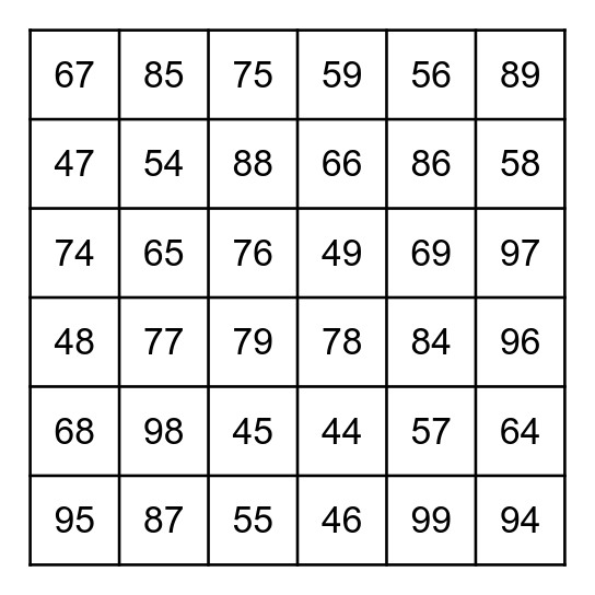 Add to the Decade (High Decades) Bingo Card