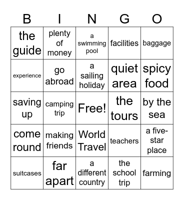 Optimise Stars B1 U2 Listening Bingo Card