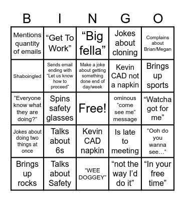 Kevinism's BINGO Card