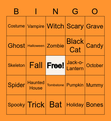 Halloween Bingo! Bingo Card