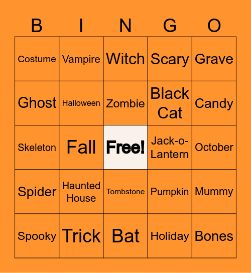 Halloween Bingo! Bingo Card