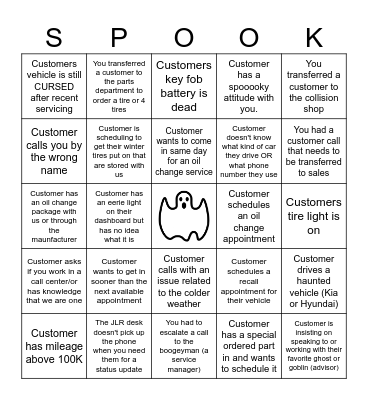 CDC Spoooooky Bingo Card
