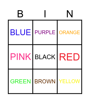 Color Bingo Card