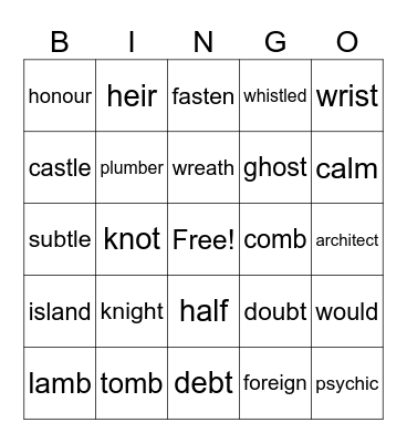 English spelling sucks #1 Bingo Card