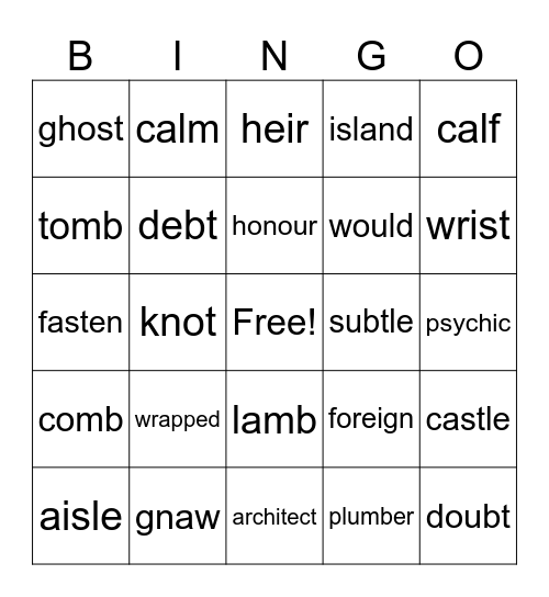 English Spelling Sucks #2 Bingo Card