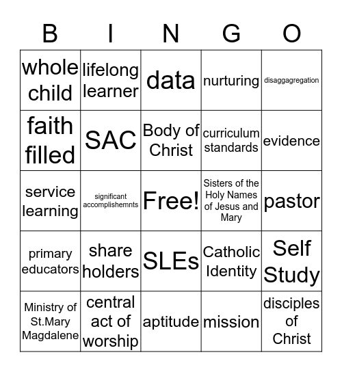 Accreditation BINGO Card