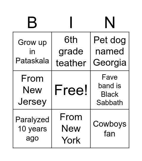 Untitled Bingo Card