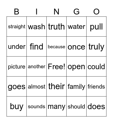 Week of 11/10 Bingo Card