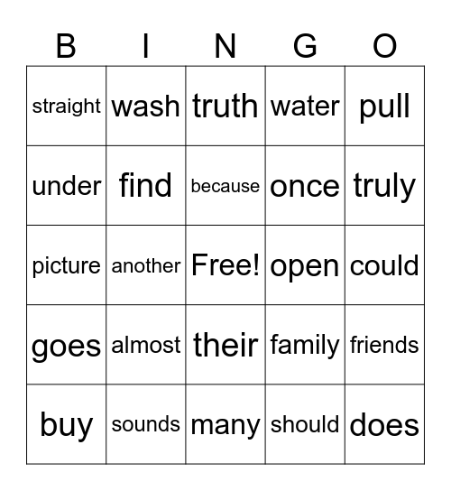 Week of 11/10 Bingo Card