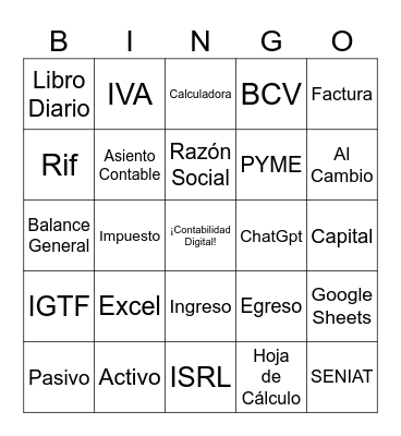 Tech BINGO Contable Bingo Card