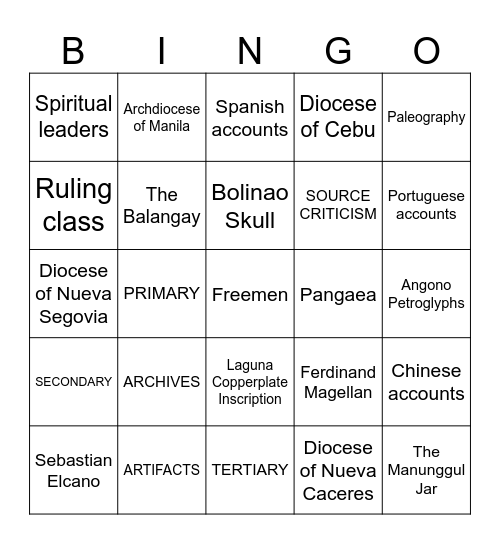 RPH BINGO CARD Bingo Card