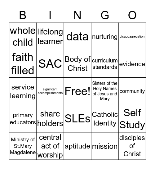 Accreditation BINGO Card