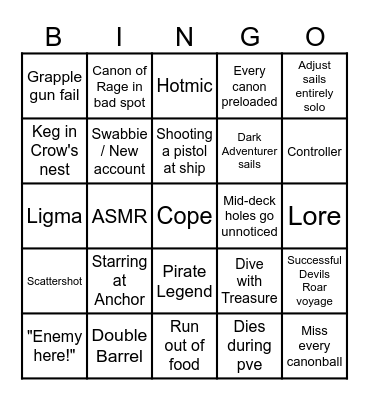 SOT OPEN CREW GALLEON BINGO Card