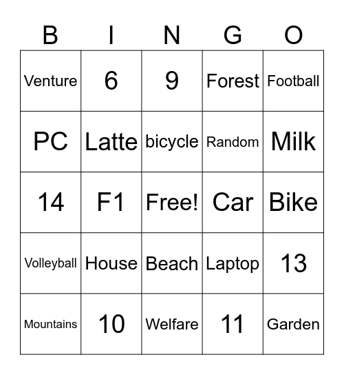 Test Bingo Card