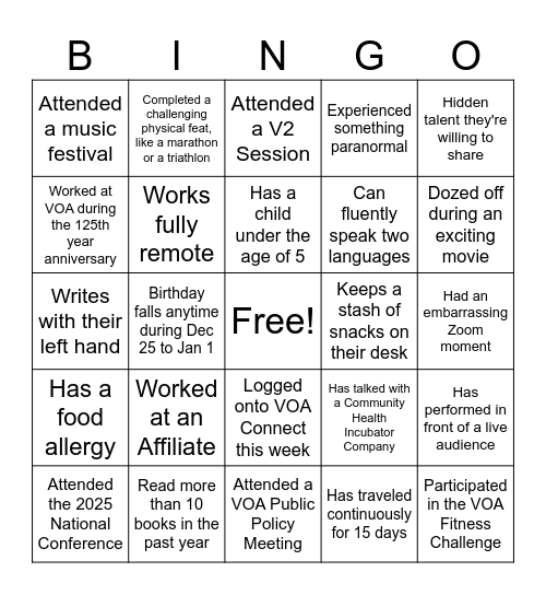 Get to Know a Coworker Bingo Card
