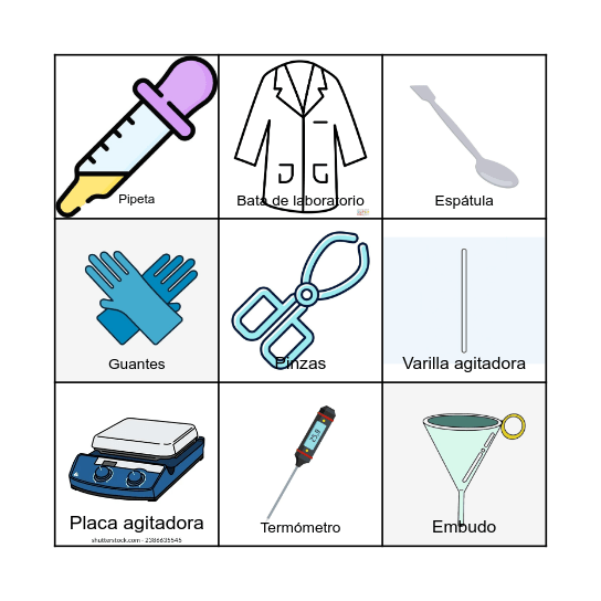 Elementos de laboratorio Bingo Card