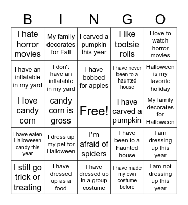 Halloween Bingo Card