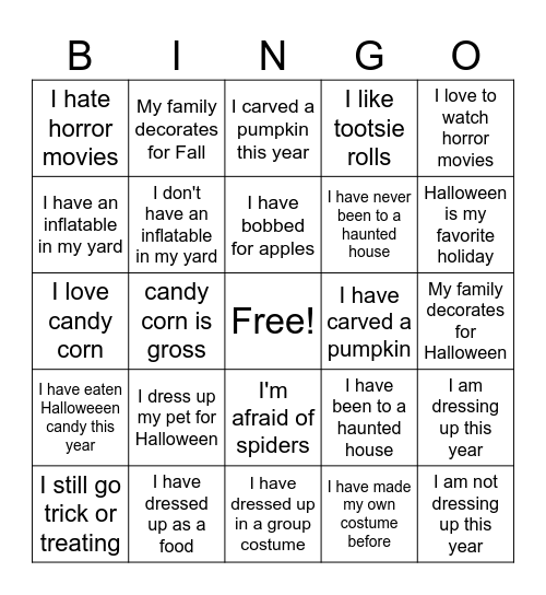 Halloween Bingo Card