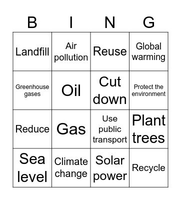 Environment Bingo Card