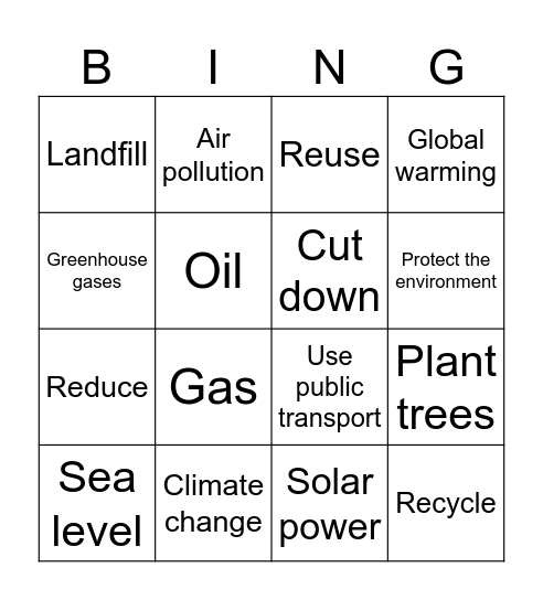 Environment Bingo Card