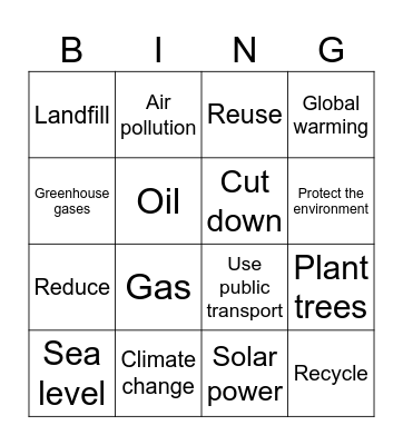 Environment Bingo Card