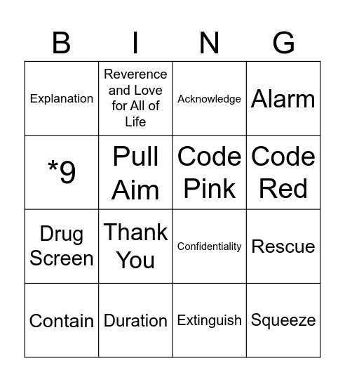 Mandate Bingo Card