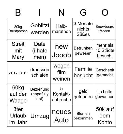 2025 Bingo Card