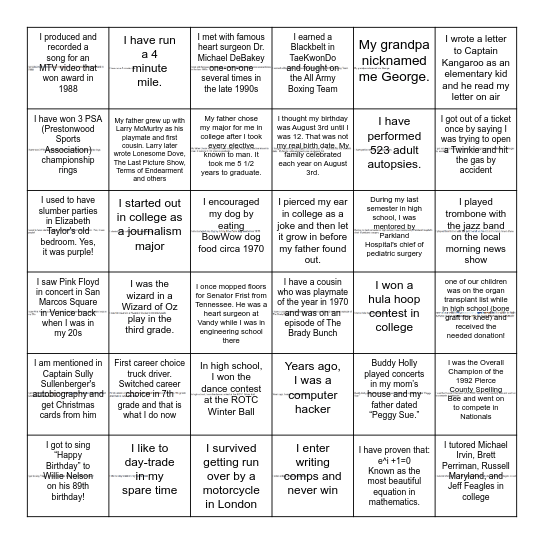Veritas Bingo Card